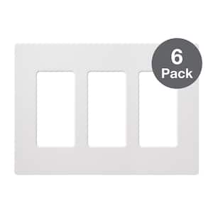 Claro 3 Gang Wall Plate for Decorator/Rocker Switches, Gloss, White (CW-3-WH-6PK) (6-Pack)