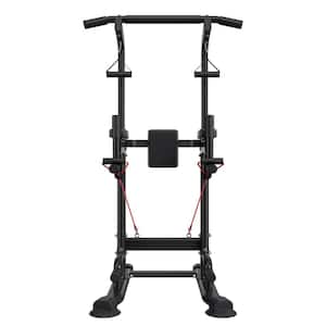 Power Tower Dip Station, 10-Level Height Adjustable Pull Up Bar Stand, Multi-Function Gym Training Equipment, 440 lbs.