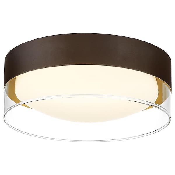 JAZAVA 11.1 in. 12-Watt Modern Oil Rubbed Bronze Intergrated LED Flush ...