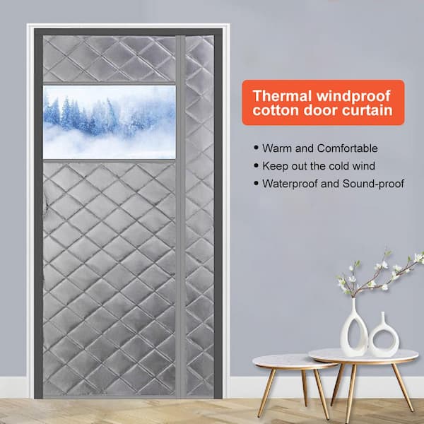 31.5 in. x 79 in. Gray Visible Plastic Thermal Insulated Door Curtain
