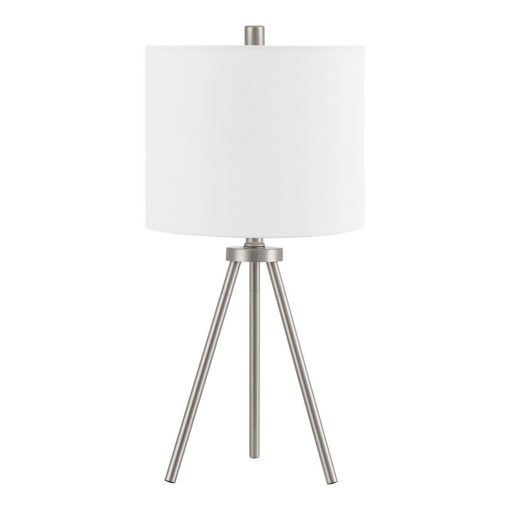 Hampton Bay Quinby 22 .25 in. Brushed Nickel Table Lamp with White