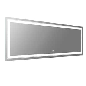 84 in. W x 32 in. H Rectangular Frameless Dimmable LED Light Anti-Fog Wall Bathroom Vanity Mirror Super Bright