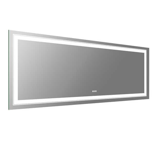 BWE 84 in. W x 32 in. H Rectangular Frameless Dimmable LED Light Anti-Fog Wall Bathroom Vanity Mirror Super Bright
