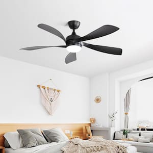 FEKZO 52 in. Smart Indoor Black Standard Downrod Mount Ceiling Fan