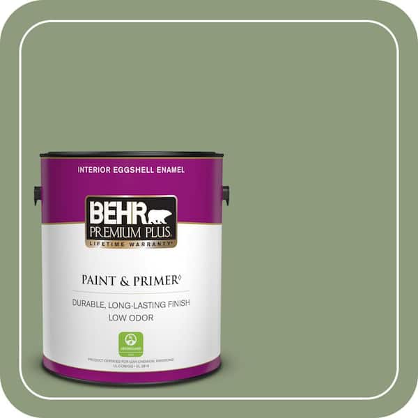 BEHR PREMIUM PLUS 1 gal. #ICC-76 Herbal Scent Eggshell Enamel Low Odor Interior Paint & Primer