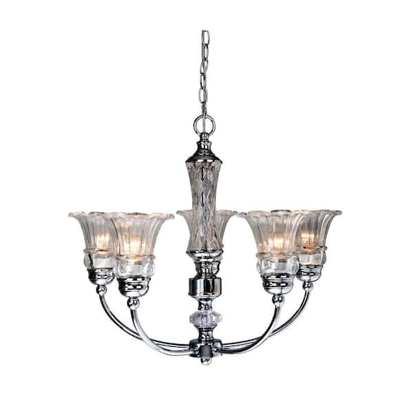 Elegant Designs Glacier Petal Glass 5-Light Chrome Chandelier