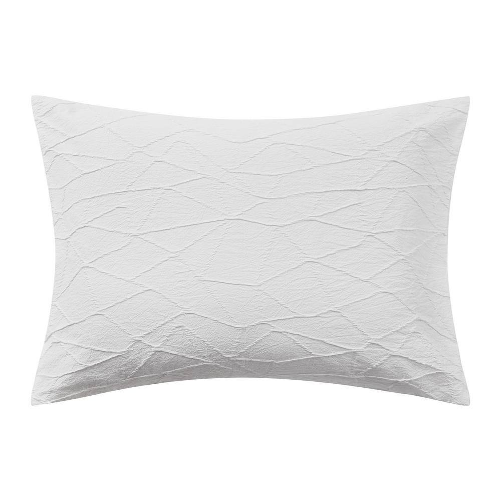 King Size White Cotton Crinkle Texture Duvet Cover Set