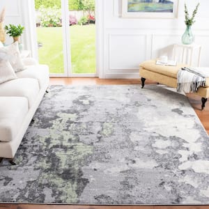 Adirondack Green/Gray 8 ft. x 10 ft. Distressed Abstract Area Rug