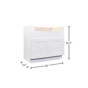 Lancaster White Plywood Shaker Stock Assembled Farm Sink Base Kitchen Cabinet 36 in. W. x 34.5 in. H x 24 in. D