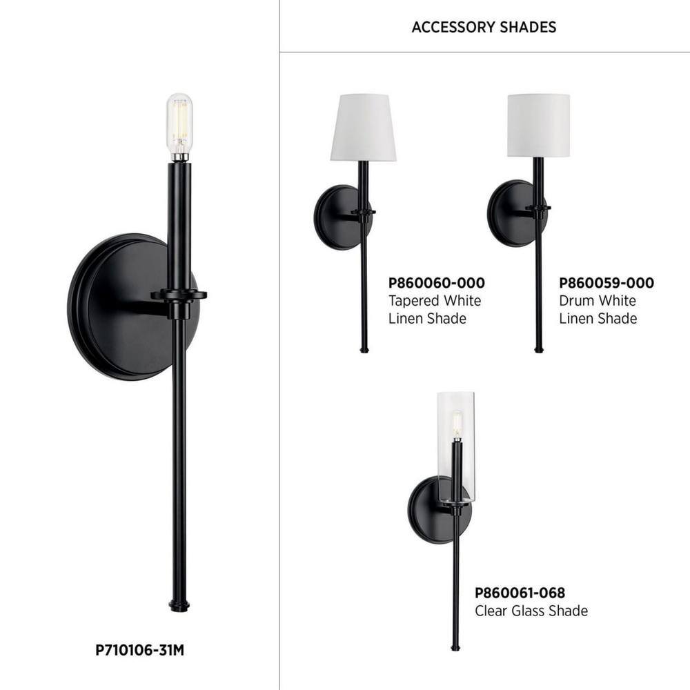 Elara Matte Black and Clear Glass Wall Sconce, 16.62"