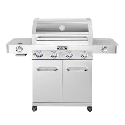 Monument Grills 4-Burner Propane Gas Grill in Stainless Steel with LED ...