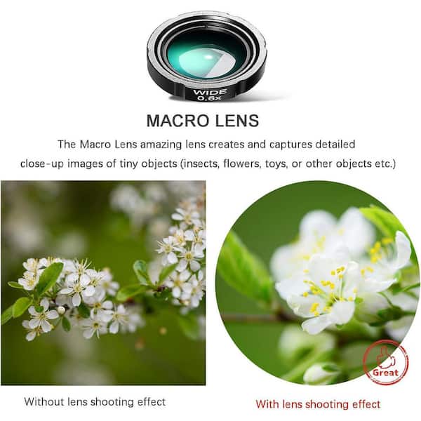 Phone Camera Lens Kit 3-in-1 : Wide Angle, Macro, Fisheye For IPhone & Android (Black) Fisheye Lens Iphone