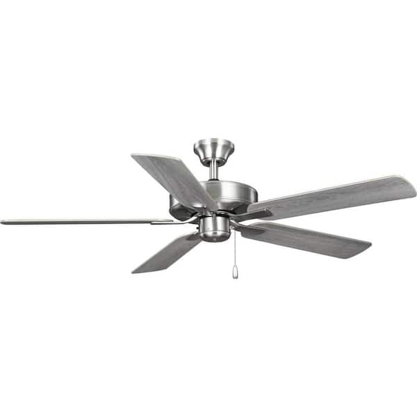 AirPro Builder Fan 52 in. Indoor Brushed Nickel Transitional Ceiling Fan Grey Weathered Wood Blade Finish Downrod Mount