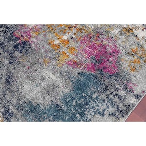Montana Lizette Blue/Pink 7 ft. 10 in. x 10 ft. 10 in. Modern Abstract Area Rug