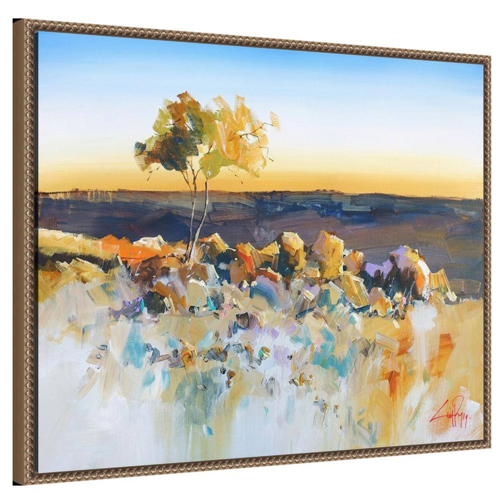 Silverton View Trees Abstract Landscape Canvas with Bronze Frame