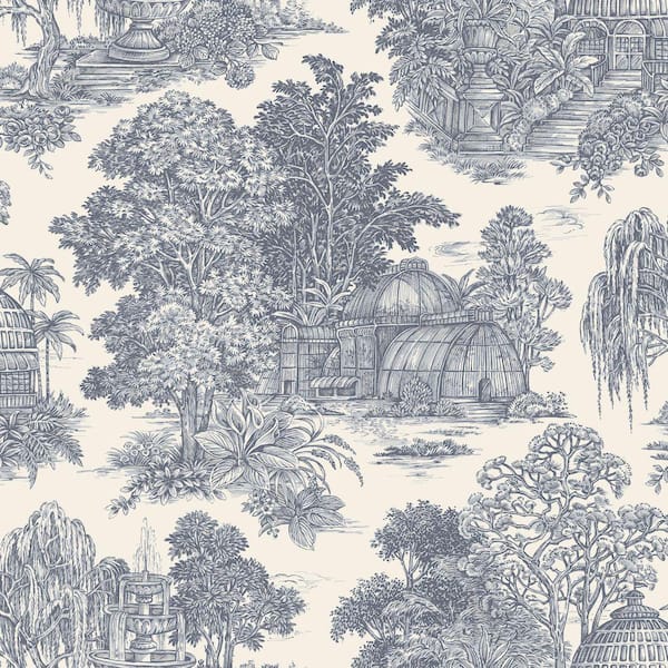 Osterley Toile Blue Non-Pasted Wallpaper (Covers 56 sq. ft.)