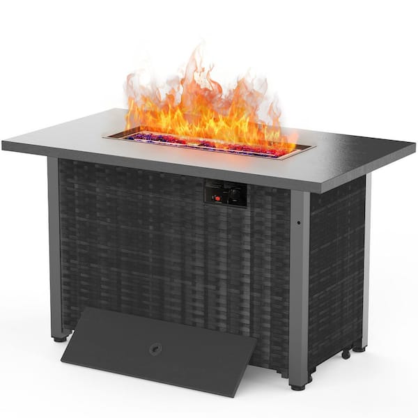 42 in. 50,000 BTU Outdoor Multi-functional Rectangular Propane Fire Pit Table in Black