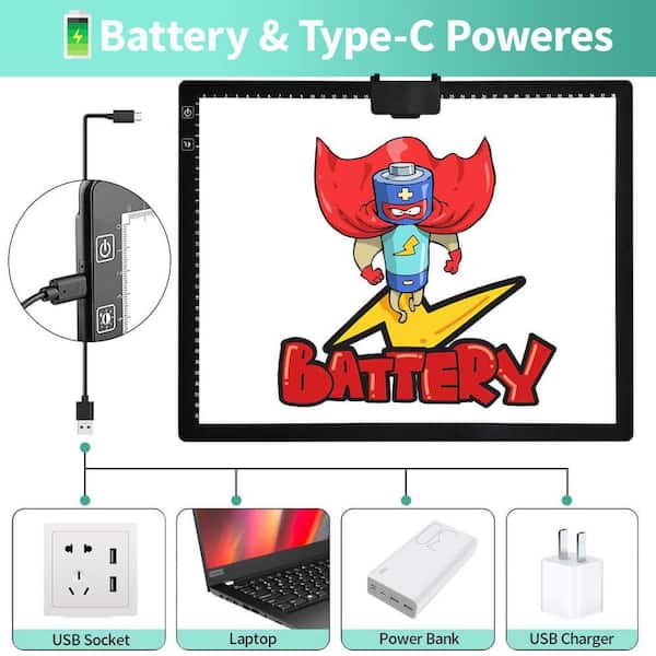 A3 Light Pad with Stand - Stepless Dimmable Tracing Light Box, 3 Colors, 6 Levels Brightness