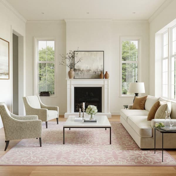 Jubilant Ivory/Pink 8 ft. x 10 ft. Moroccan Farmhouse Area Rug