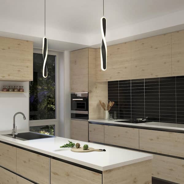 Finley 13-Watt Integrated LED Black Modern Hanging Pendant Light with 5CCT for Kitchen Island