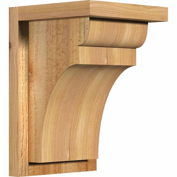 Ekena Millwork 8 in. x 8 in. x 12 in. Western Red Cedar Yorktown Rough Sawn Corbel with Backplate