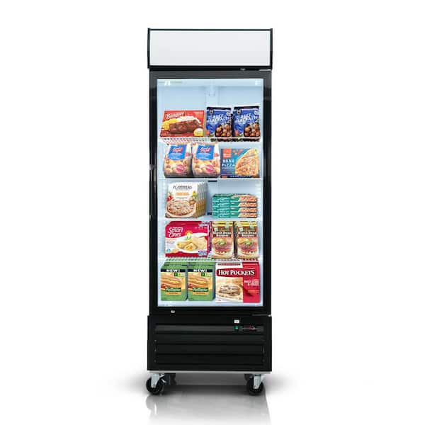 27 in. 19.3 Cu. Ft. Commercial Merchandiser Auto / Cycle Defrost Upright Freezer in Black with Glass Door and LED Panel