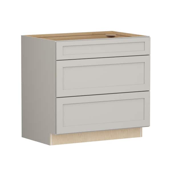 Shaker Full Overlay 36 in. W x 24 in. D x 34.5 in. H Plywood Assembled Drawer Base Kitchen Cabinet in Stone Gray