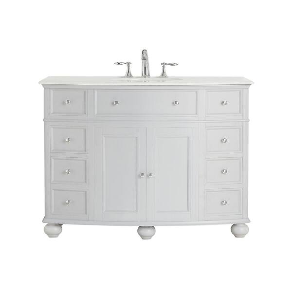 Home Decorators Collection Hampton Harbor 45 in. Vanity in Dove Grey with Cultured Marble Vanity Top in White with Sink in White