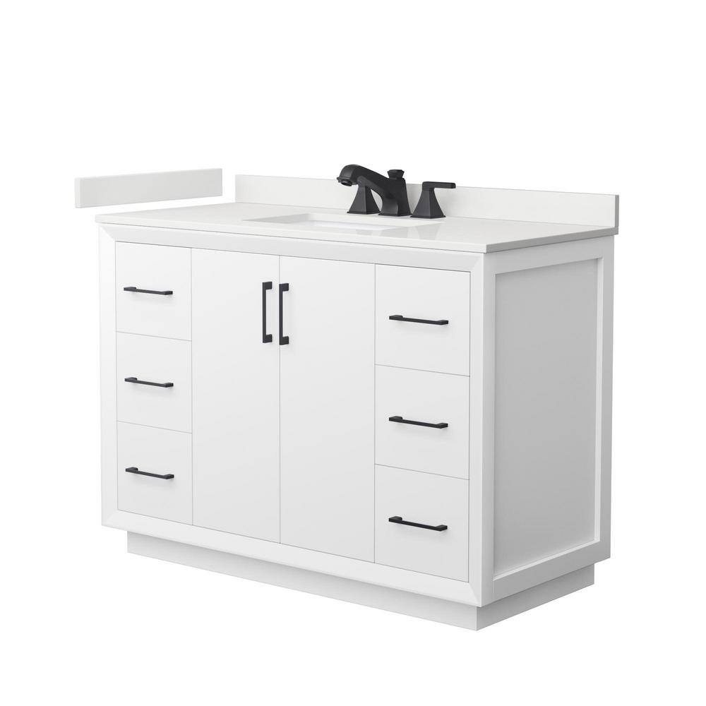 Strada 48 in. W x 22 in. D x 35 in. H Single Bath Vanity in White with White Quartz Top price history on PriceWatchPro