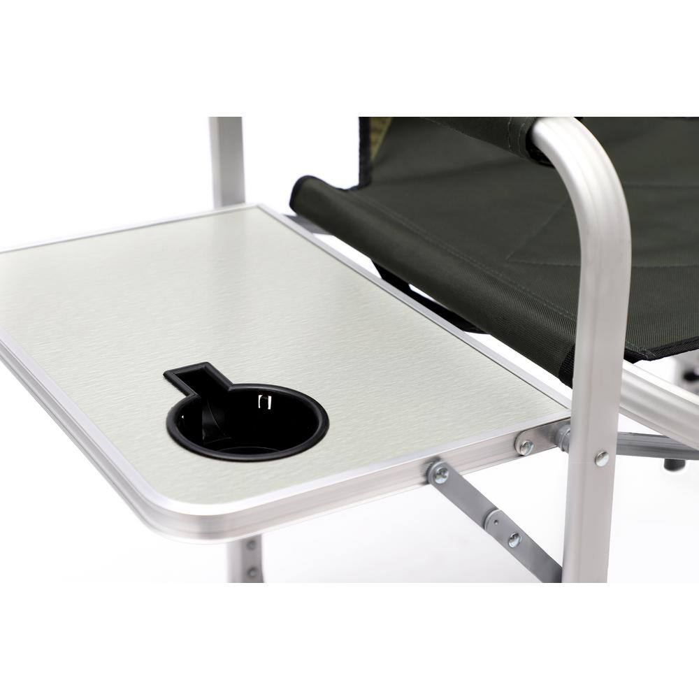 Green Aluminum Folding Director's Chair with Side Table