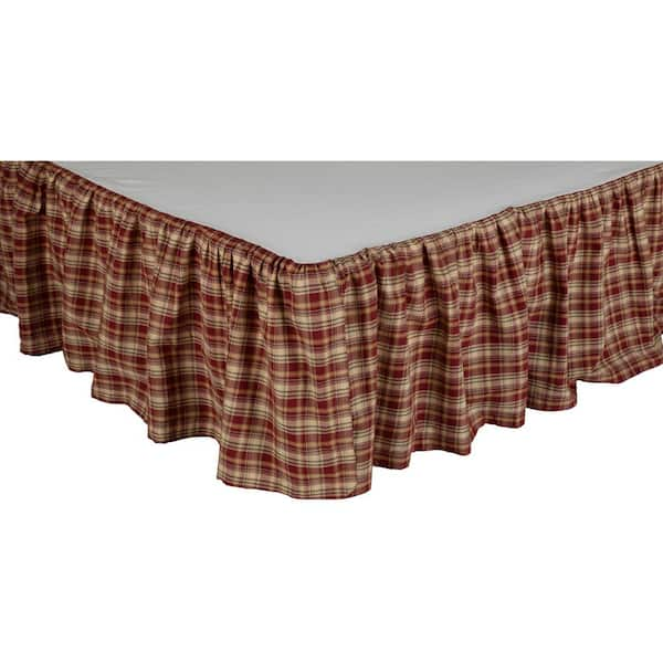 VHC BRANDS Beckham 16 in. Rust Black Khaki Plaid Twin Bed Skirt