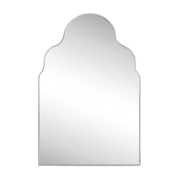Alora 24 in. W x 36 in. H Medium Top Arch Metal Framed Wall Mounted Mirror, Nickel