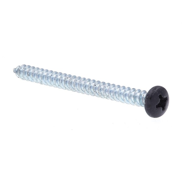 #8 x 2 in. Zinc Plated Steel with Black Head Phillips Drive Pan Head Self-Tapping Sheet Metal Screws (25-Pack)