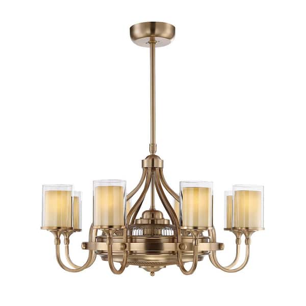Savoy House Etesian 35.5 in. W x 21.25 in. H 8-Light Indoor Burnished Russet Fan D'Lier Ceiling Fan with Clear Glass Shades