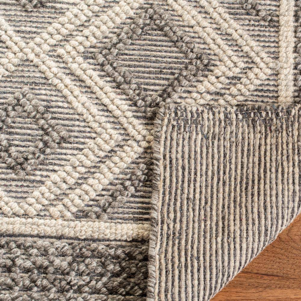 Grey and Ivory Geometric Wool 9' x 12' Handmade Area Rug