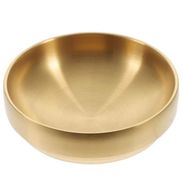 Stainless Steel 34 fl. oz. Gold Serving and Mixing Bowl Dishwasher Safe Heat Insulated Large Salad Bowl