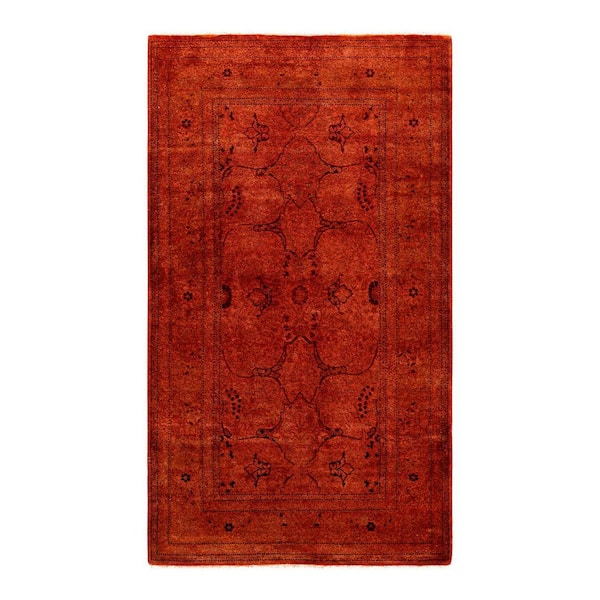 Overdyed Orange 3 ft. x 5 ft. Solid Wool Indoor Area Rug