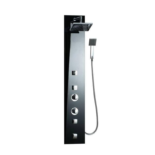 OVE Decors 4-Jet Shower Tower System in Black Tempered glass (Valve Included)