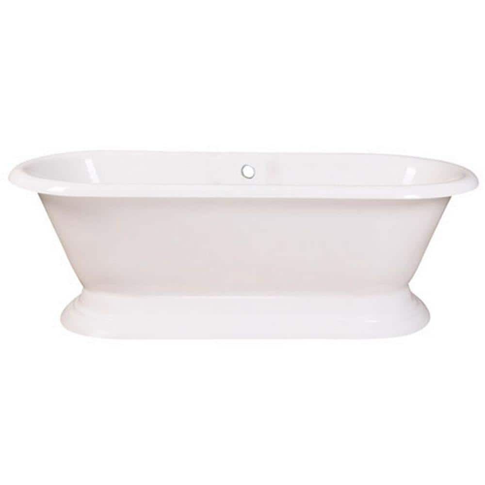 Aqua Eden 72 in. Cast Iron Double Ended Pedestal Flatbottom Bathtub in ...