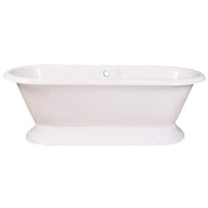 72 in. Cast Iron Double Ended Pedestal Flatbottom Bathtub in White