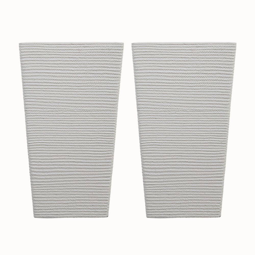 Large 15.7 in. D White All-Weather Pedestal Planter Set Stone Texture (2-Pack) price history on PriceWatchPro