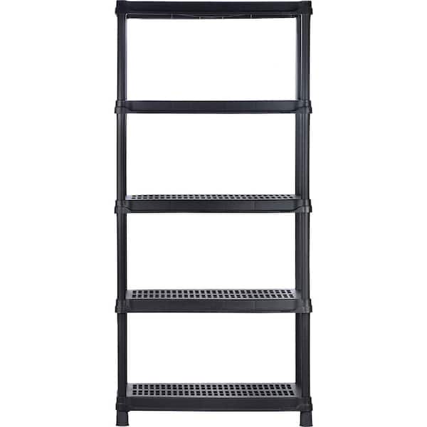 Rimax Black 5-Tier Plastic Garage Storage Shelving Unit (36 in. W x 75 in. H x 18 in. D)