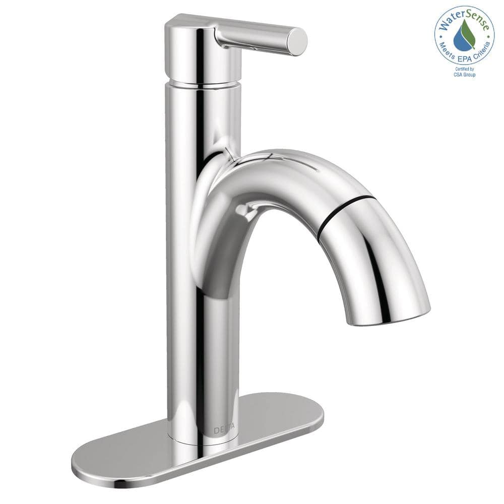 Nicoli Polished Chrome Single Handle Pull-Down Bathroom Faucet