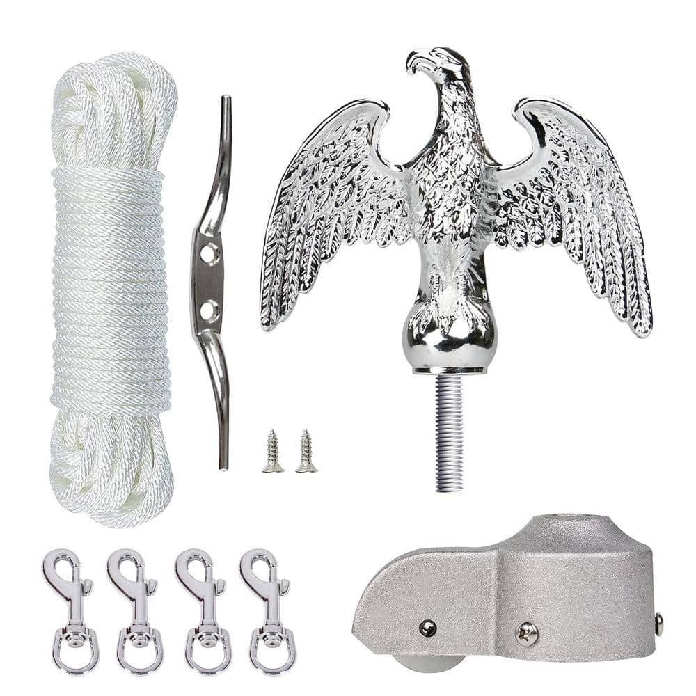 Angel Sar 50 ft. White Nylon Flagpole Halyard Rope Kit with 7 in ...