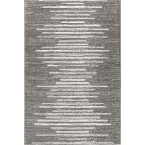 Aya Berber Stripe Geometric Gray/Cream 3 ft. x 5 ft. Area Rug
