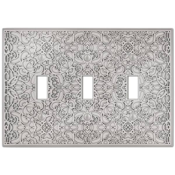 Momfort 3 Gang Toggle Metal Wall Plate - Satin Nickel