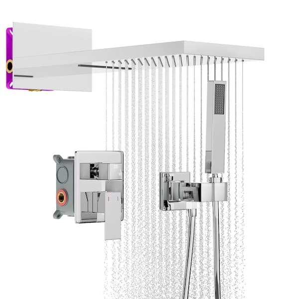 GIVING TREE Single Handle 3-Spray Shower Faucet 2.0 GPM with Waterfall Adjustable Flow Rate Shower Head in Chrome