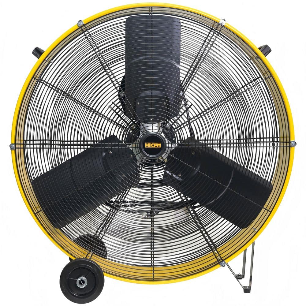 Atemomen 13000 CFM 30 in. yellow heavy-duty High Velocity Barrel Floor Drum Fan With Powerful 1/3HP Motor, 9 ft. Power Cord