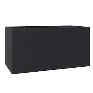 Bloom 16 in. Black, Fiberstone and Clay Planter Rectangular for Indoor and Outdoor