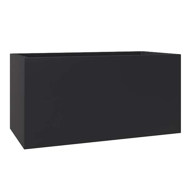 Leisuremod Bloom 19.7 in. Black Fiberstone and Clay Planter Rectangular for Indoor and Outdoor